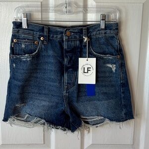 LF Distressed Dark Blue Denim Shorts